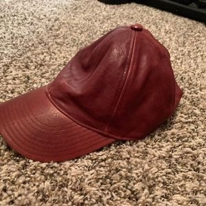 J Crew Leather Baseball Hat Oxblood Burgundy